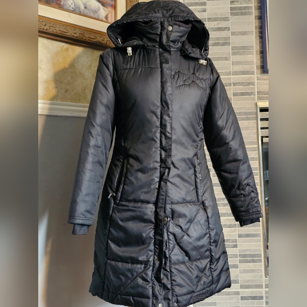 Avalanche Women's Mid-Long Winter Coat Jacket Hoodded Black Size XXS